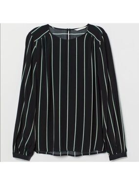 NEW H&M Long Sleeve Crewneck Striped Blouse